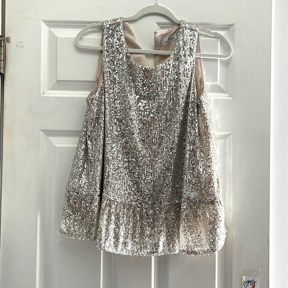 Vineyard Vines Sparkling Silver Sequin Blouse